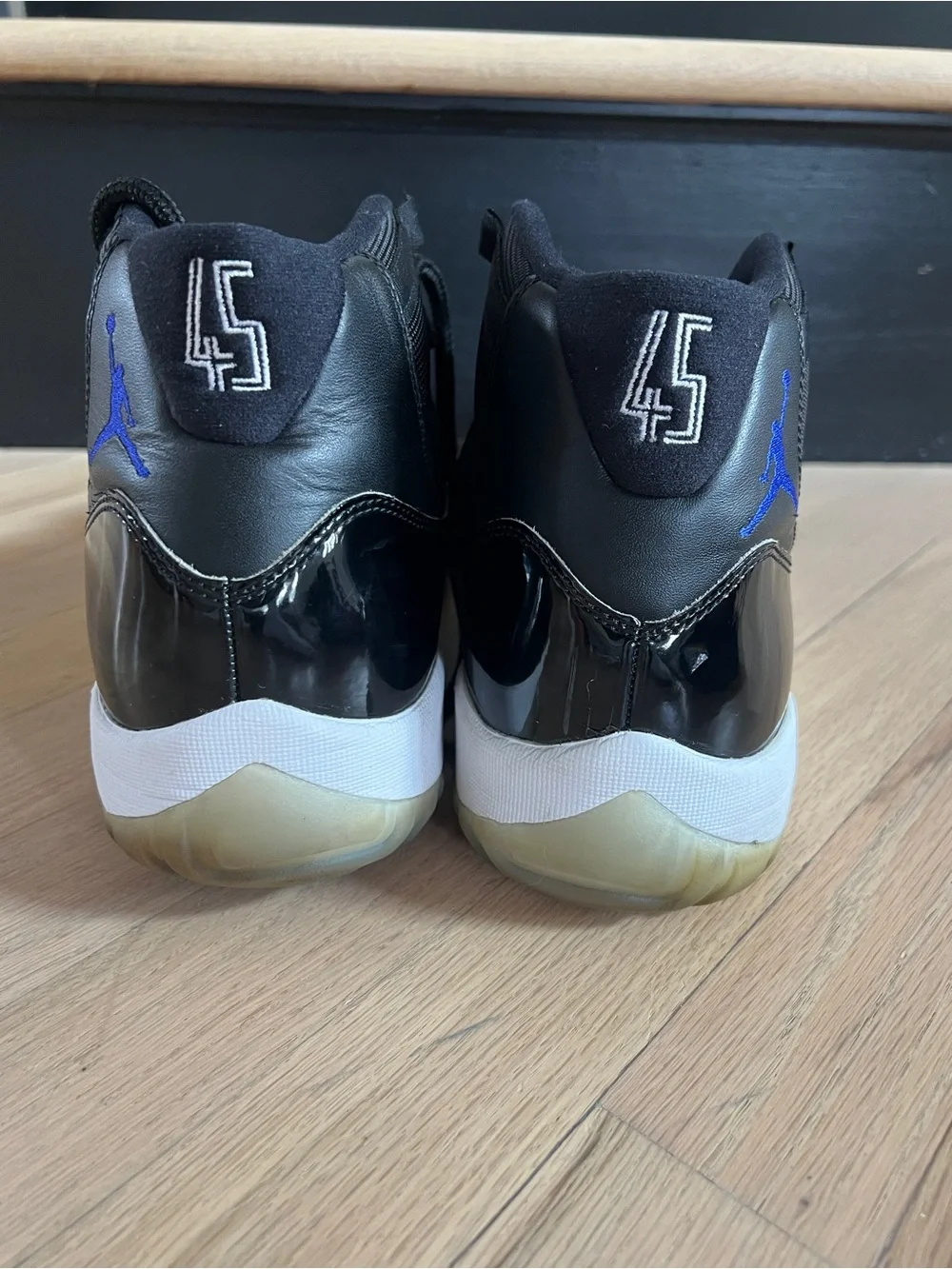 Men’s Air Jordan XI Black Basketball Sneakers with Blue Jumpman (No Box)